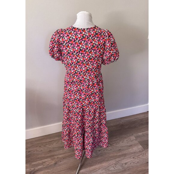 ASOS DESIGN Midi Tiered Smock Dress in Pink Floral Print - Picture 9 of 13